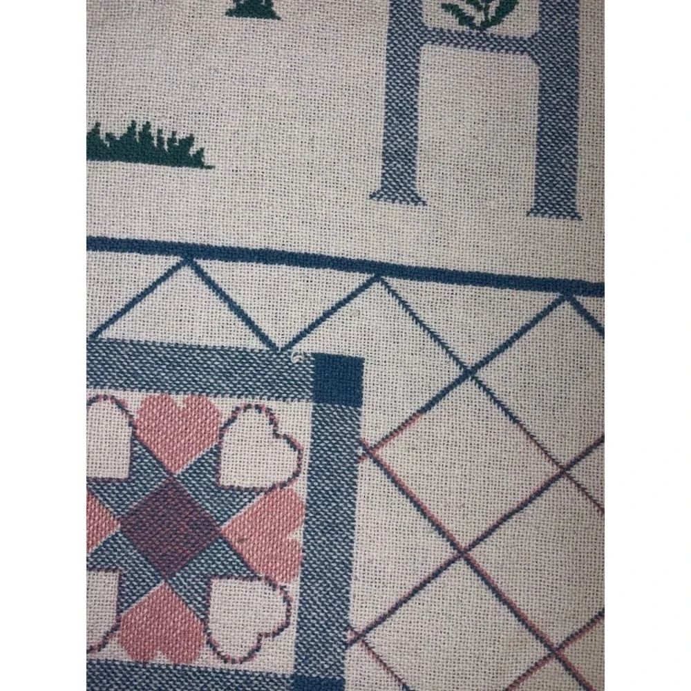 Vintage Home Sweet Home Woven Tapestry Throw Blanket Fringed Cottagecore 48x34